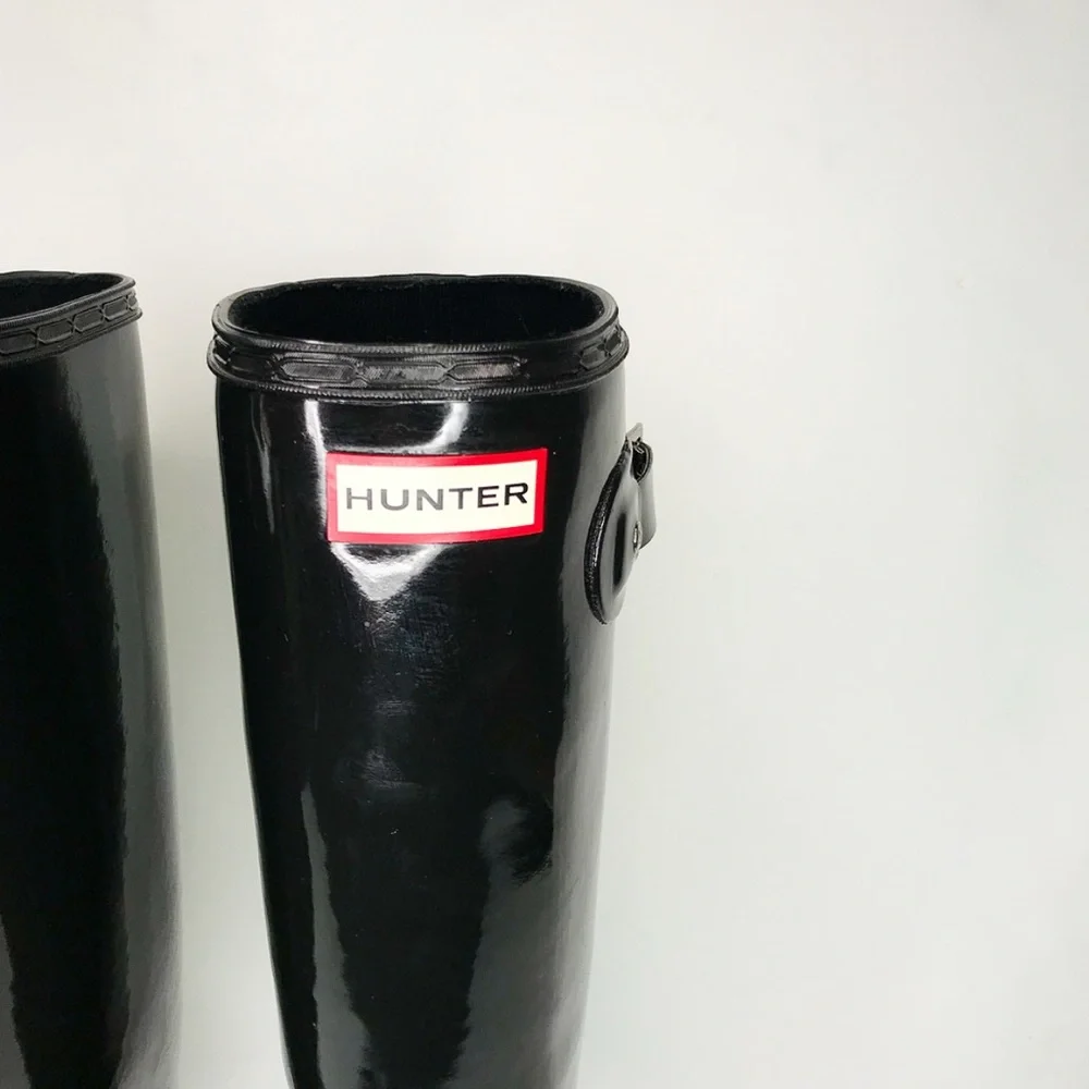 Hunter boots original tall black gloss size 8 - Picture 4 of 7